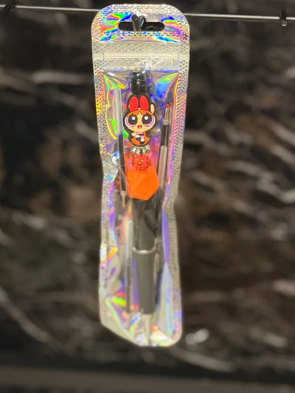 Blossom from Power puff Girls Focal Bead Pen Black & Blu Ink
